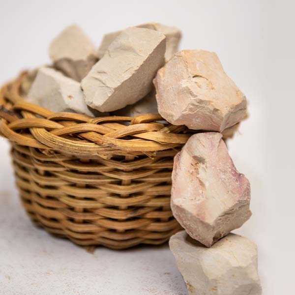 calabash chalk 2 small traditional basket of Kaolin Clay Chunks for sale at Baobabmart 1