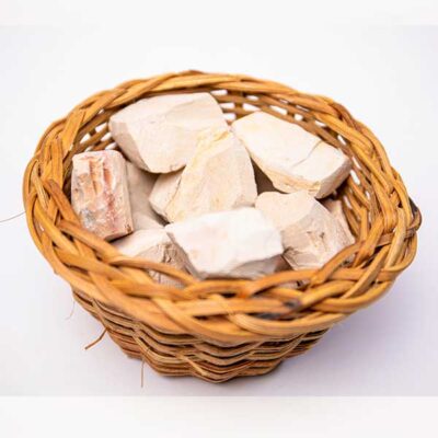 small traditional basket of Kaolin Clay Chunks for sale at Baobabmart