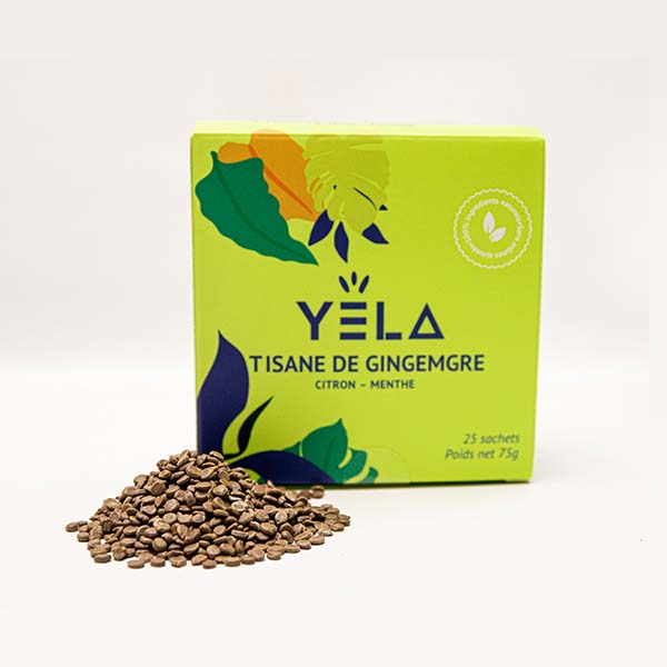 A green pack of Organic Lemon Mint Herbal Tea for sale at Baobabmart | Ginger Lemon Mint Herbal