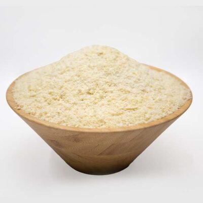 A wooden bowl of Bulk White Garri Online Baobabmart