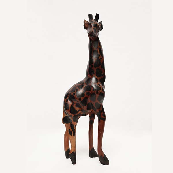 Vintage Wooden Hand-Crafted Giraffe - Elegant African Art Available at Baobabmart