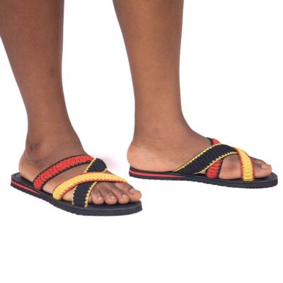 Black Leather FulChris African Female Sandals - Handcrafted for Durability and Style Available at Baobabmart