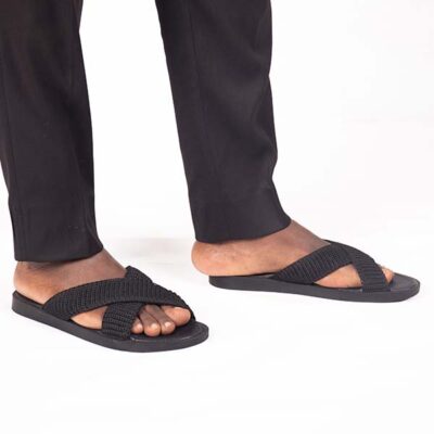 FulChris Black African Male Leather Sandals - Handcrafted for Durability and Style Available at Baobabmart