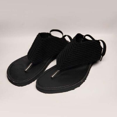 FulChris African Female Black Leather Sandals at Baobabmart