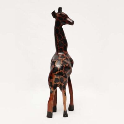 Vintage Wooden Hand-Crafted Giraffe - Elegant African Art Available at Baobabmart