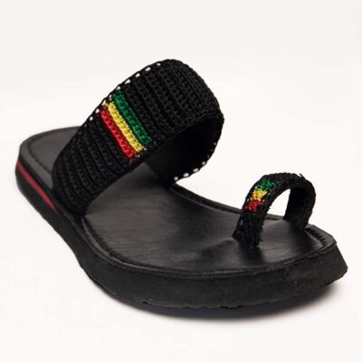 FulChris Black Leather African Kids Sandals