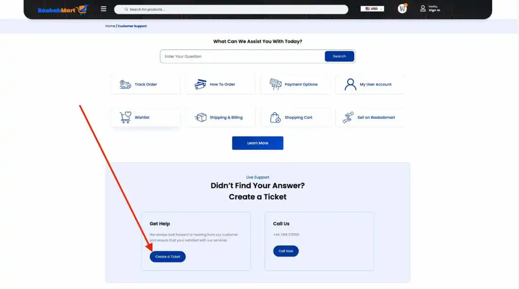 creating a ticket