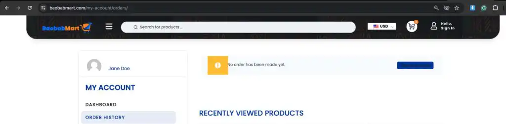 order history
