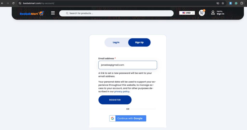 Quick and Easy Guide to create an account on BaobabMart