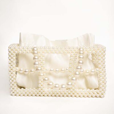 White Beaded Formal Evening Bag