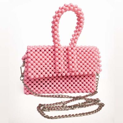 Small Pink Crossbody Beaded Bag From Baobabmart