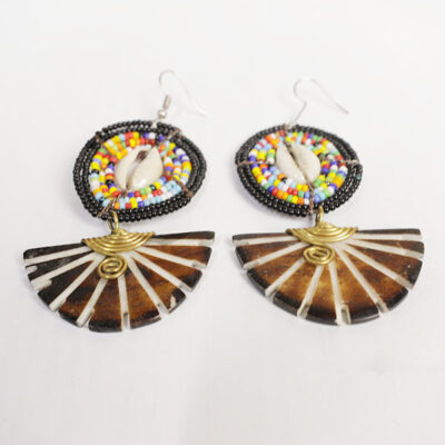 2 in 1 African Earrings with Beaded Frame Baobabmart
