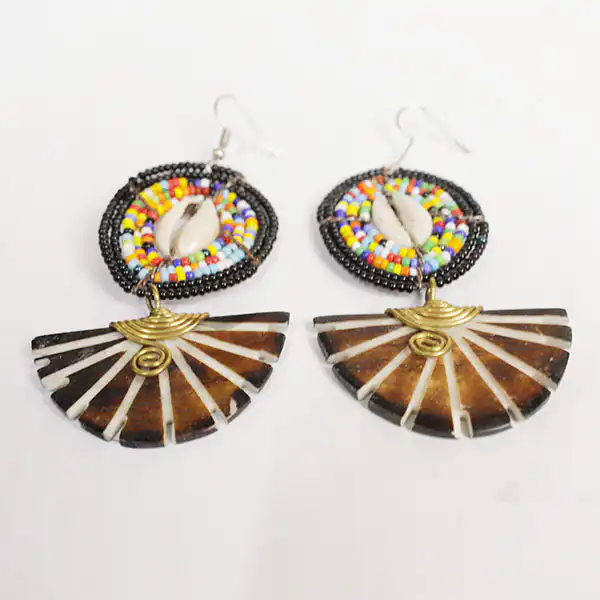 2 in 1 African Earrings with Beaded Frame Baobabmart