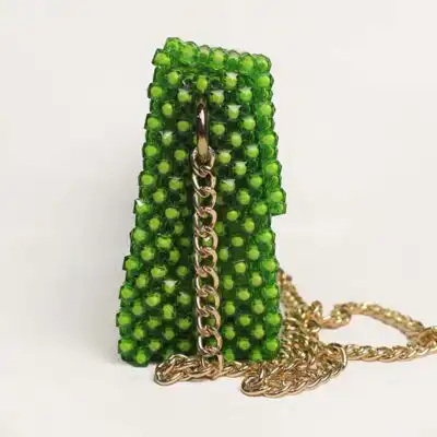 Green Crossbody Beaded Female Bag