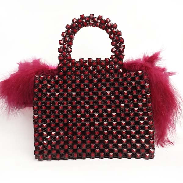 Handmade Burgundy Handbag with Feathers3 Handmade Burgundy Handbag with Feathers