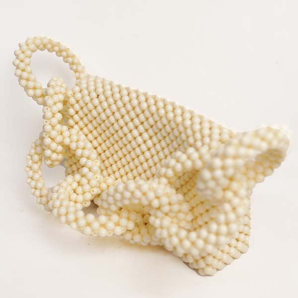 Handcrafted Beige Beaded Handbag 3 Handcrafted Beige Beaded Handbag