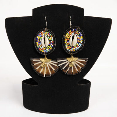 2 in 1 African Earrings with Beaded Frame Baobabmart