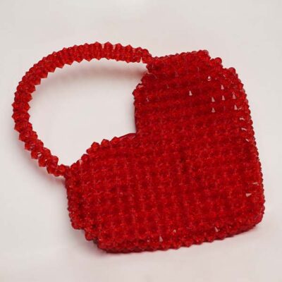 Red Heart Beaded Bag - Handcrafted by Miss Swan Available at Baobabmart