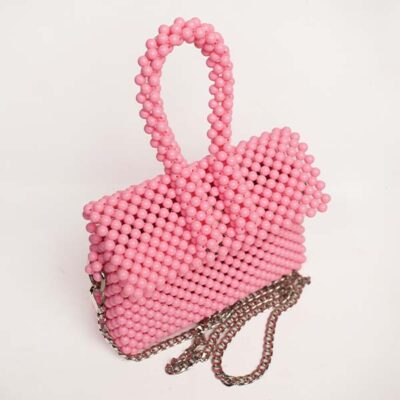 Small Pink Crossbody Beaded Bag From Baobabmart