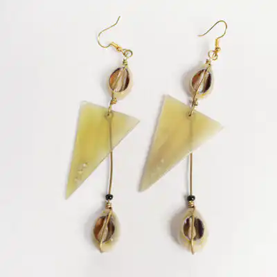 African Ox Horn Triangle Earrings – Handcrafted African Jewelry at Baobabmart