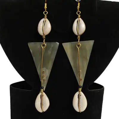 African Ox Horn Triangle Earrings – Handcrafted African Jewelry at Baobabmart