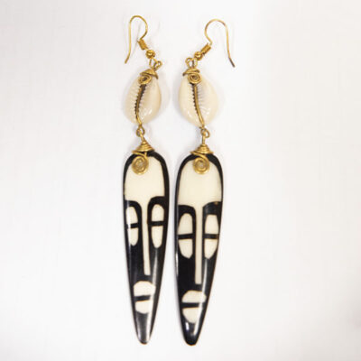 African Tribal Mask Earrings Carved from Ox Horn – Shop African-Inspired Jewelry at Baobabmart