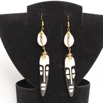 African Tribal Mask Earrings Carved from Ox Horn – Shop African-Inspired Jewelry at Baobabmart
