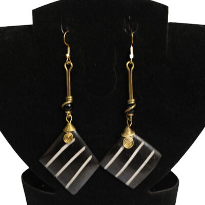 Black Diamond-shaped Ox Horn Earrings – Baobabmart