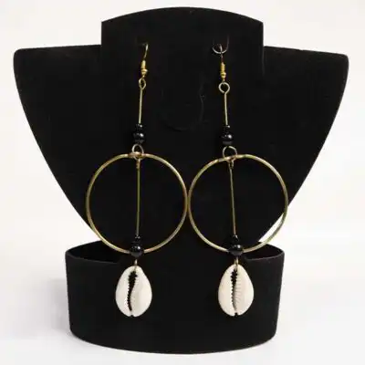 Bronze Hoop Earrings with Pendant Cowries – Baobabmart