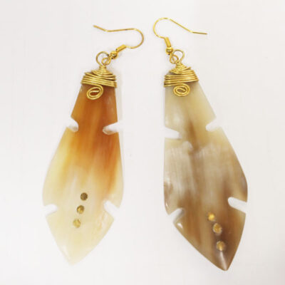 Handcrafted Ox Horn Leaf Earrings – Available at Baobabmart