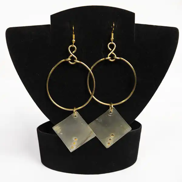 Hoop Earrings with Dangling Ox Horn – Available at Baobabmart