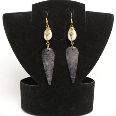 Cowrie and African Mask Ox Horn Earrings – Handcrafted African Jewelry at Baobabmart