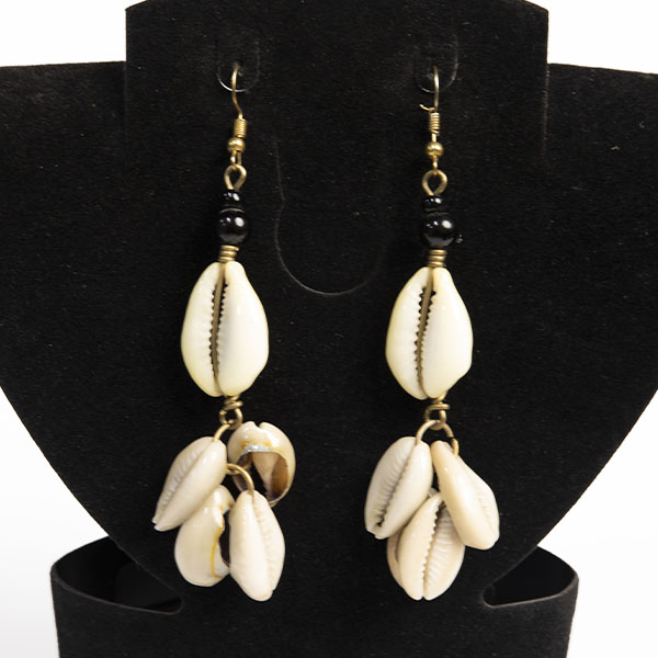 African Cowrie Bouquet Earrings – Handcrafted Cowrie Earrings at Baobabmart