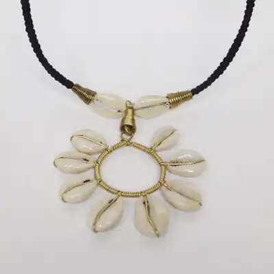 African Round Cowrie Shell Necklace – Authentic Handcrafted African Jewelry at Baobabmart