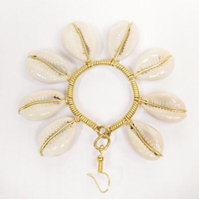 Bronze Hoop Earrings Decorated with Cowries