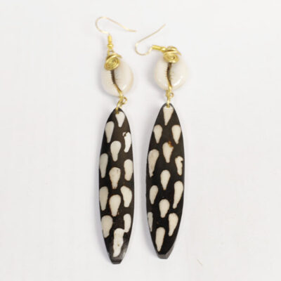 Feather-like Pendant Earrings with Bronze
