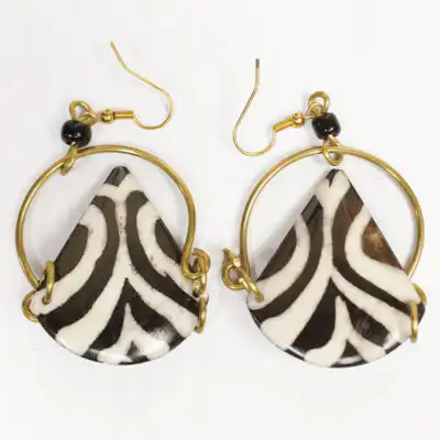Vintage Ox Horn Cone Earrings – Handcrafted Cone Shaped Jewelry with Bronze at Baobabmart