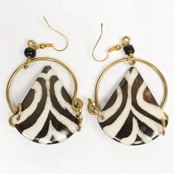 Vintage Ox Horn Cone Earrings – Handcrafted Cone Shaped Jewelry with Bronze at Baobabmart