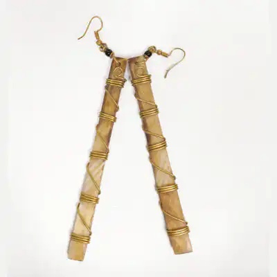 Long Straight Ox Horn Earrings – Handcrafted African Jewelry at Baobabmart
