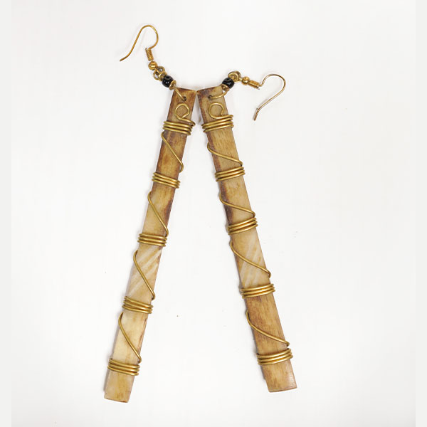 Long Straight Ox Horn Earrings – Handcrafted African Jewelry at Baobabmart