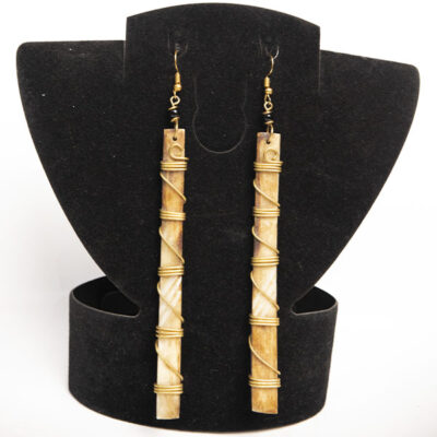 Long Straight Ox Horn Earrings – Handcrafted African Jewelry at Baobabmart