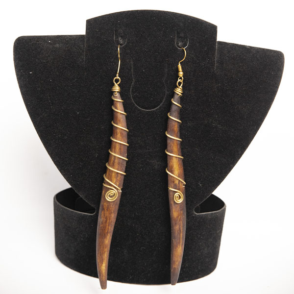 Long Curving Ox Horn African Earrings – Handcrafted African Jewelry at Baobabmart