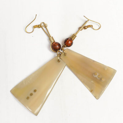 Trapezium Vintage African Earrings – Handcrafted Beaded Earrings with Bronze at Baobabmart