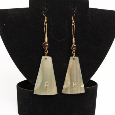 Trapezium Vintage African Earrings – Handcrafted Beaded Earrings with Bronze at Baobabmart