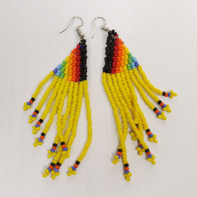 Multi-Coloured Fine Beaded Earrings – Yellow