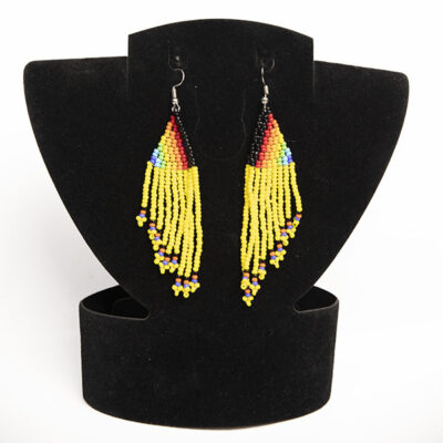 Multi-Coloured Fine Beaded Earrings – yellow