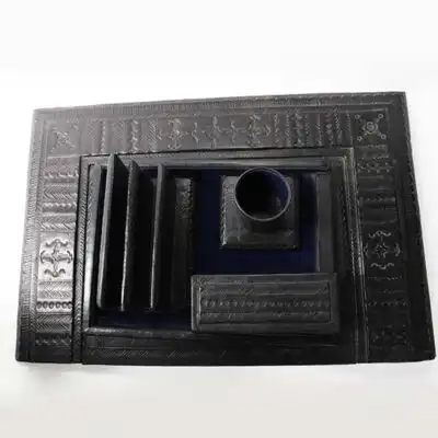 Juego de oficina de cuero negro - Baobabmart