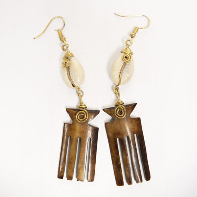 Ox Horn Handmade Earrings in Comb-Shaped