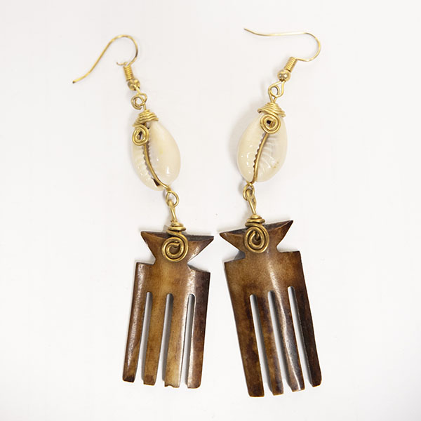 Ox Horn Handmade Earrings in Comb-Shaped
