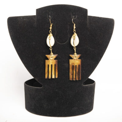 Ox Horn Handmade Earrings in Comb-Shaped – Handcrafted African Jewelry at Baobabmart